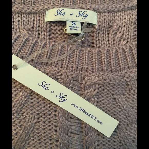 SHE & SKY SLATE BLUE LIGHTWEIGHT CABLE KNIT SWEATER| NWT - Picture 5 of 8